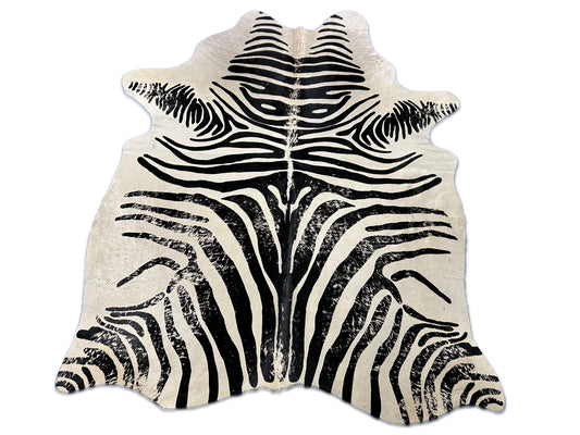 Vintage Zebra Print Cowhide Rug Size: 7x5 feet D-146