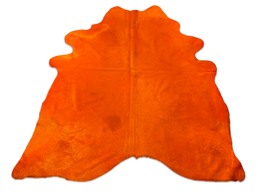 Dyed Bright Orange Cowhide Rug Size: 7x6.2 feet D-147