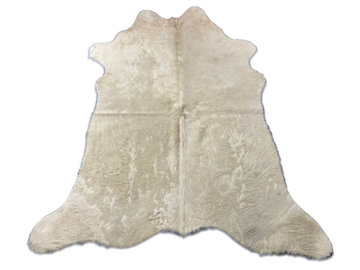 Natural White Cowhide Rug Size: 6x5 feet D-151