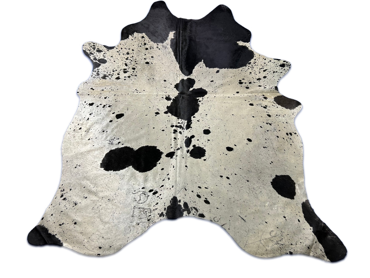 Salt & Pepper Cowhide Rug (a few repairs) Size: 7.5x6.5 feet D-165