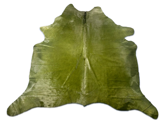 Dyed Green Cowhide Rug (has a stitch but hard to see) Size: 7x7 feet D-168