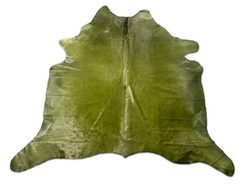 Dyed Green Cowhide Rug (has a stitch but hard to see) Size: 7x7 feet D-168