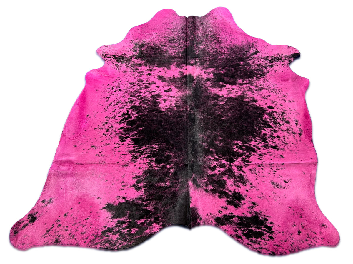 Black & White Cowhide Rug Dyed Pink Size: 8x7 feet D-176