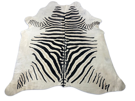 Joice Zebra Print Cowhide Rug (HUGE) Size: 8x7 feet D-215