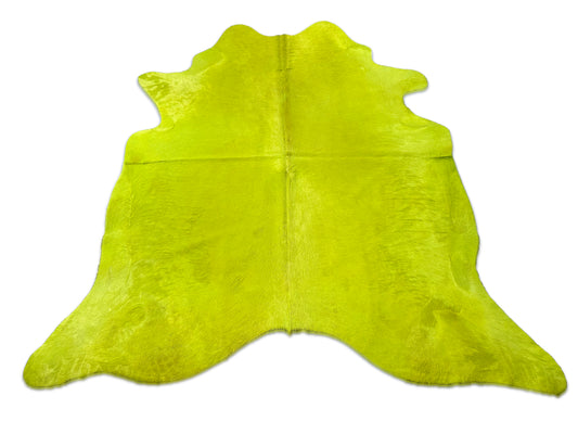 Dyed Lime Green Cowhide Rug (perfect quality) Size: 6.7x6.2 feet D-244