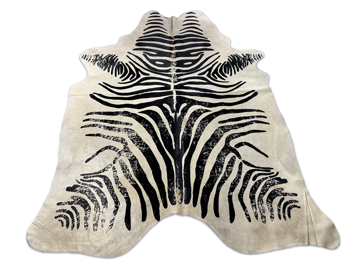 Vintage Zebra Print Cowhide Rug Size: 7.7x6 feet D-253