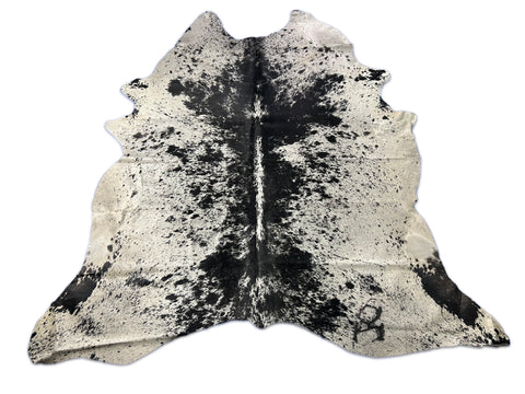 Salt & Pepper Black and White Cowhide Rug (fire brands) Size: 8x7 feet D-263