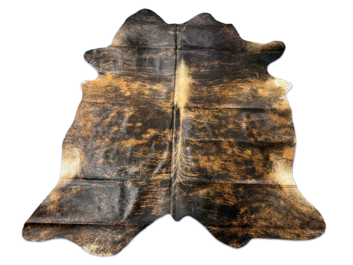 Medium Brown Brindle Cowhide Rug (2 hard to see patches) Size: 7x7 feet D-270