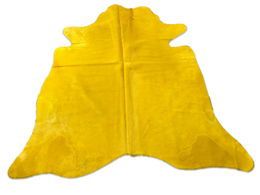 Dyed Yellow Cowhide Rug Size: 6x6.5 feet D-300