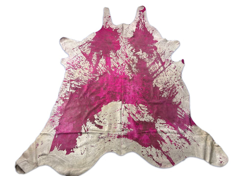 Pink Acid Washed Cowhide Rug Size: 8x7 feet D-330