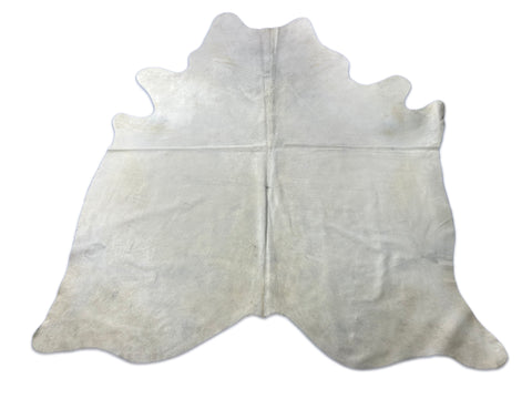 White Cowhide Rug (some small parts have a slight grey tone/ one barely visible stitch) Size: 7x7 feet D-333