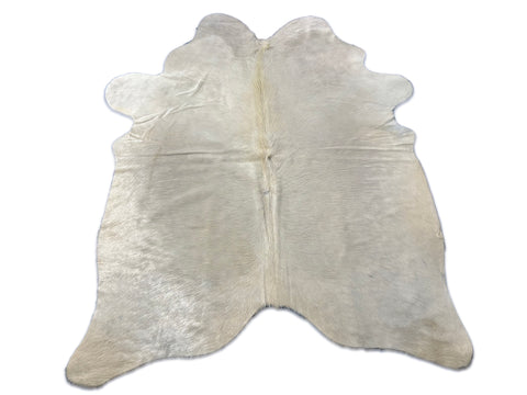 White Cowhide - Solid Ivory Cowhide Rug (one small repair) Size: 6x5 feet D-334