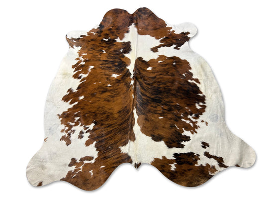 Tricolor Cowhide Rug (mainly brown tones) Size: 7.2x7 feet D-367