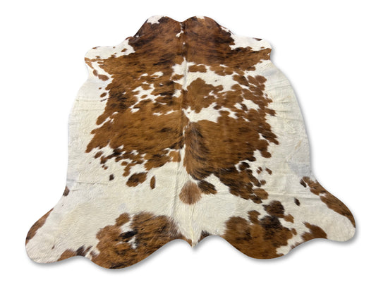 Tricolor Cowhide Rug (mainly brown tones) Size: 6.2x6 feet D-368