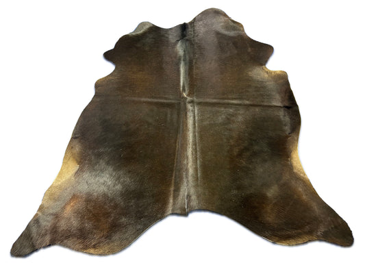 Natural Solid Black Cowhide Rug (veggie tanned) Size: 7x6.2 feet D-371