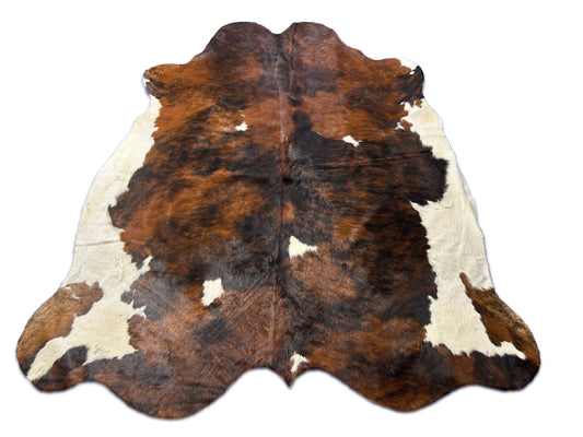 Tricolor Cowhide Rug (mainly solid) Size: feet D-405
