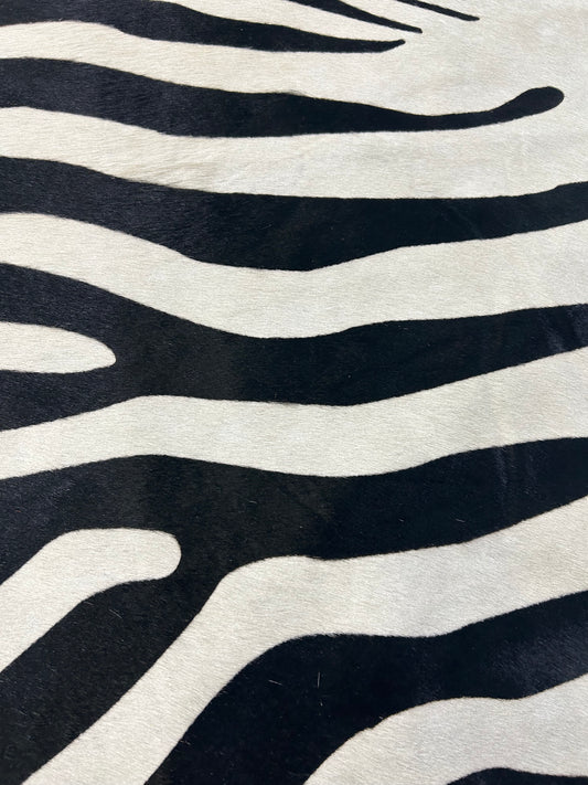 Africa Zebra Print Cowhide Rug Size: 7x6.5 feet D-434