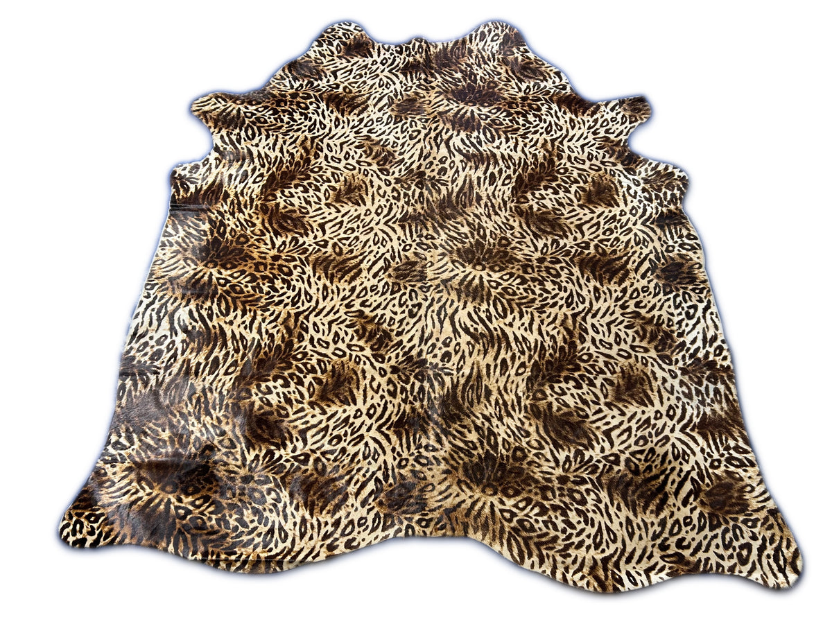 Funky Leopard Print Cowhide Rug Size: 7x6.5 feet D-437