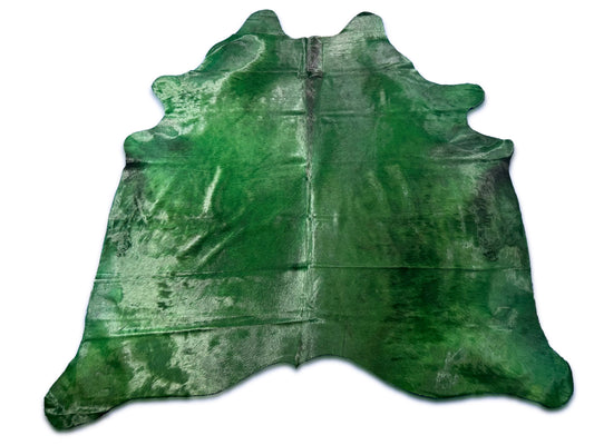 Tapis en peau de vache teinté vert émeraude Taille : 7x7 pieds D-438