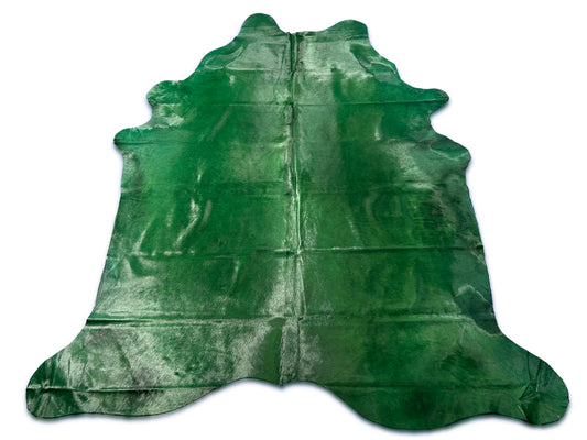 Tapis en peau de vache teinté vert émeraude (grand format) Taille : 8x7 pieds D-440