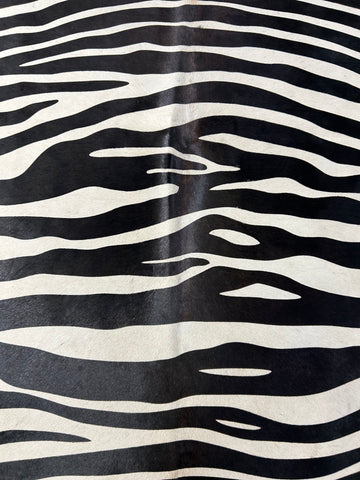 Zebra Cowhide Rug (horizontal stripes/ some stripes are a bit blurry) Size: 8x6.2 feet D-445