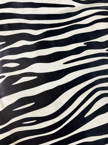 Zebra Cowhide Rug (horizontal stripes/ some stripes are a bit blurry) Size: 8x6.2 feet D-445