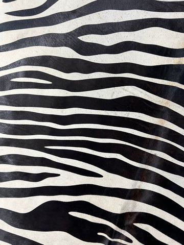 Zebra Cowhide Rug (horizontal stripes/ some stripes are a bit blurry) Size: 8x6.2 feet D-445