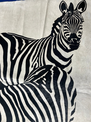 Zebra Image Printed Cowhide Rug Size: 7x7 feet D-447