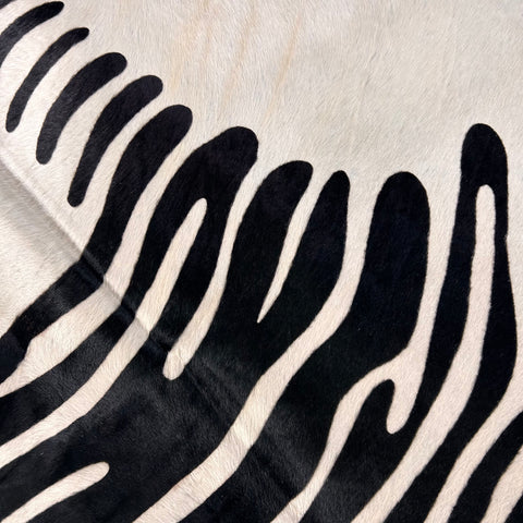 African Zebra Print Cowhide Rug Size: 7x6 feet D-453