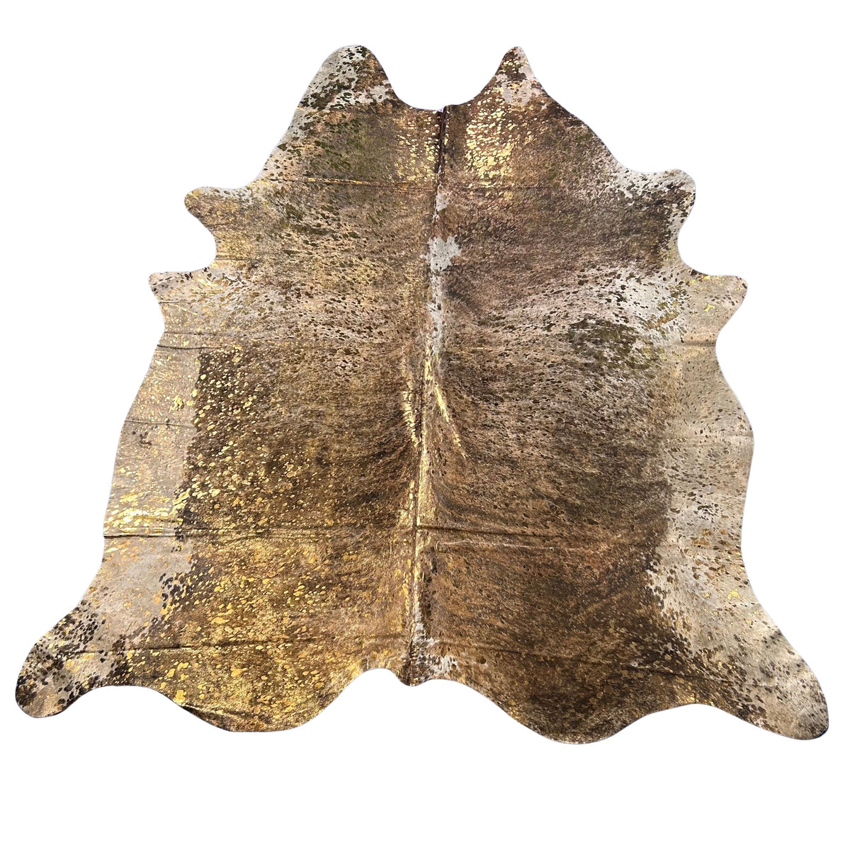 Bronze Metallic Acid Washed Cowhide Rug (brindle background/ huge/ gorgeous!) Size: 8x7.5 feet D-455