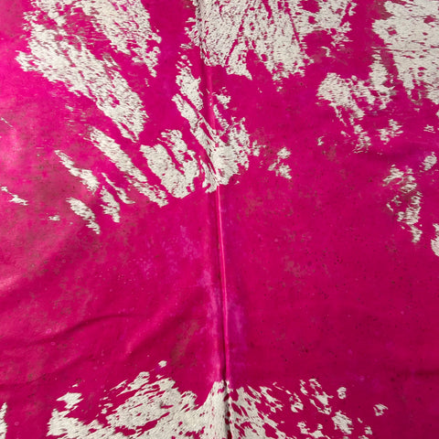 Pink Acid Washed Cowhide Rug Size: 8x7 feet D-459