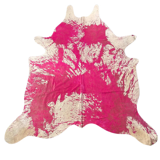 Pink Acid Washed Cowhide Rug Size: 8x7 feet D-459