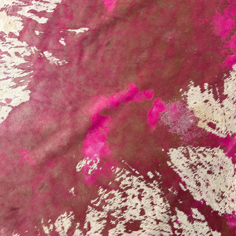 Pink Acid Washed Cowhide Rug Size: 8x7 feet D-460