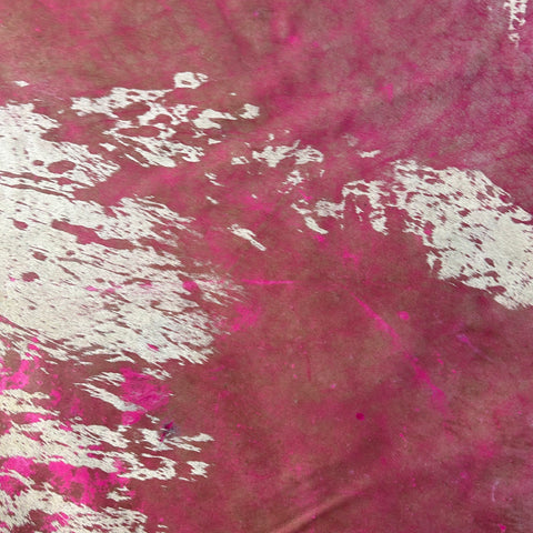 Pink Acid Washed Cowhide Rug Size: 8x7 feet D-460