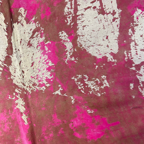 Pink Acid Washed Cowhide Rug Size: 8x7 feet D-460