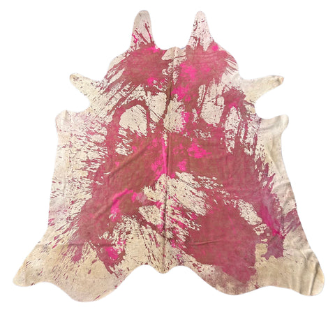 Pink Acid Washed Cowhide Rug Size: 8x7 feet D-460