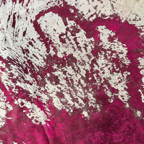 Pink Acid Washed Cowhide Rug Size: 9x7 feet D-462