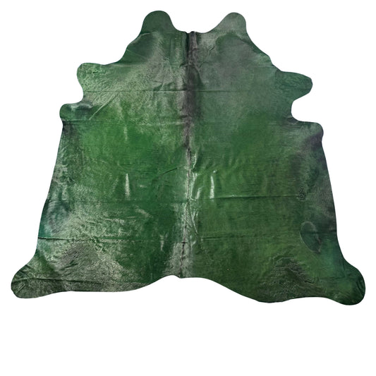 Dyed Emerald Cowhide Rug (HUGE SIZE) Size: 8x7.7 feet D-468