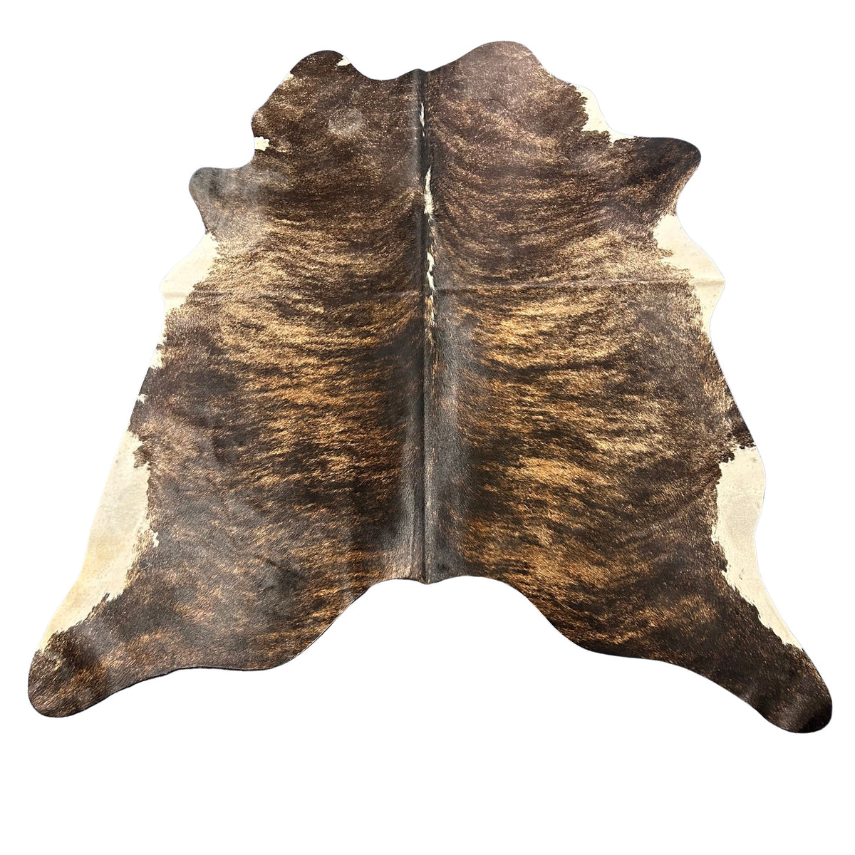 Dark Brindle Cowhide Rug (white belly) Size: 7x6 feet D-469