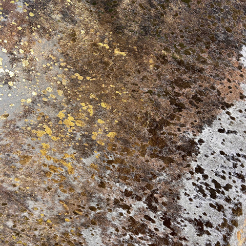 Salt & Pepper Bronze Metallic Acid Washed Cowhide Rug Size: 8.5x7 feet D-475