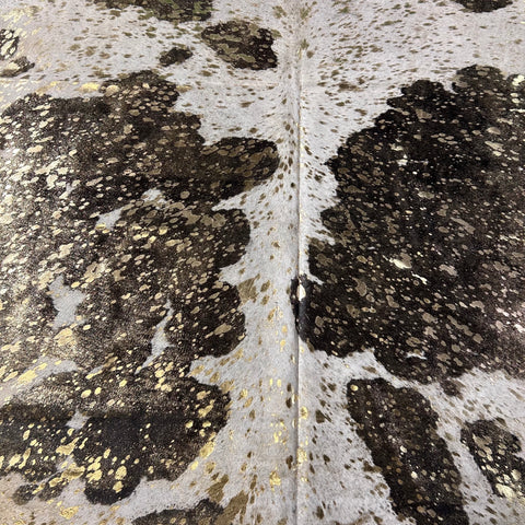 Black & White Gold Metallic Cowhide Rug Size: 8x6 feet D-476