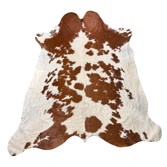 HUGE Brown & White Cowhide Rug Size: 8.2x7.2 feet D-479