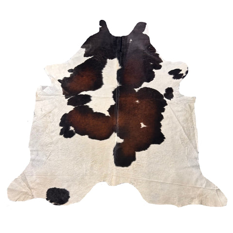 Brown (reddish) & White Cowhide Rug Size: 7.7x7 feet D-481