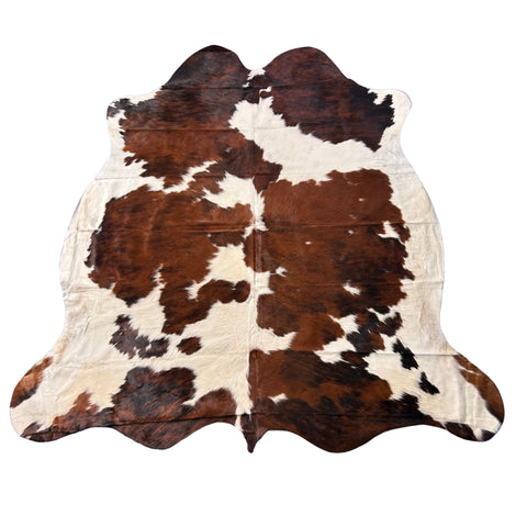 Tricolor Cowhide Rug (predominantly brown) Size: 7.2x7 feet D-485