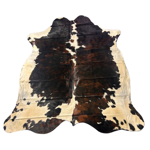 Tricolor Cowhide Rug (nice shiny hair) Size: 7x7 feet D-491