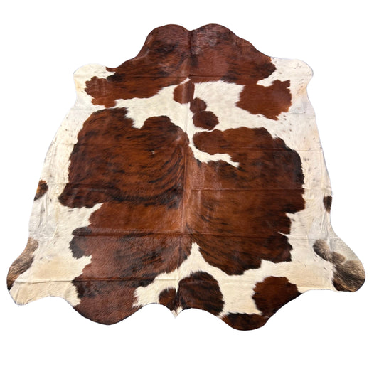 Tricolor Cowhide Rug (predominantly dark brown) Size: 7x7 feet D-505