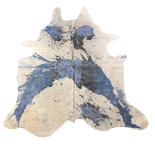 Blue Acid Washed Cowhide Rug Size: 8x7 feet D-510