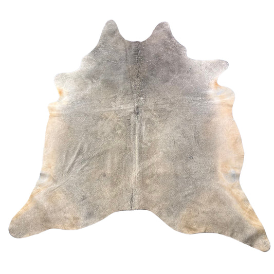 Natural Grey Cowhide Rug (some natural scratches/ beige belly) Size: 8x7 feet D-512