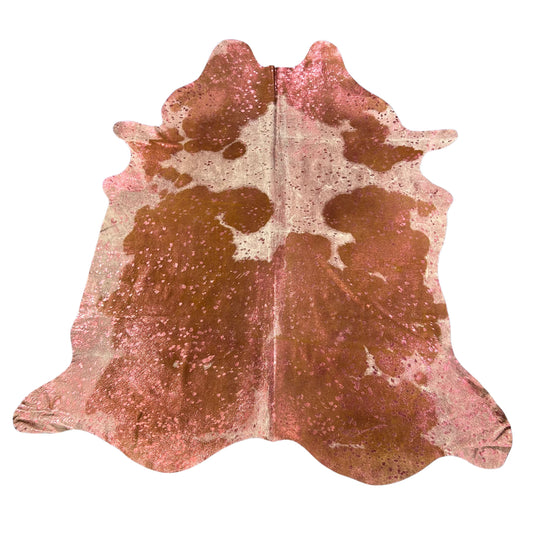 Pink Metallic Cowhide Rug Size: 7x6 feet D-515