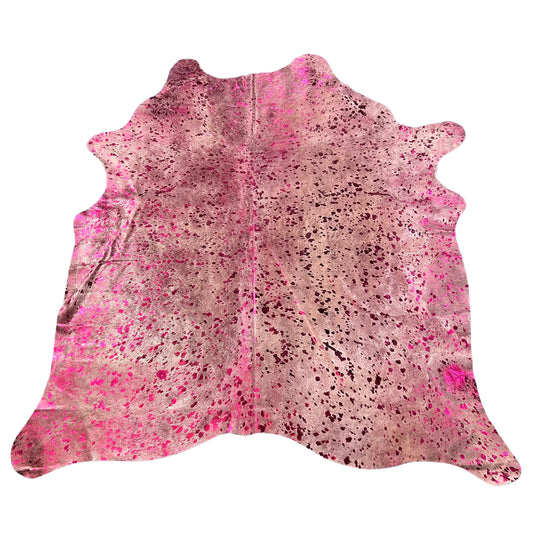 Pink Metallic Cowhide Rug Size: 7x6 feet D-519